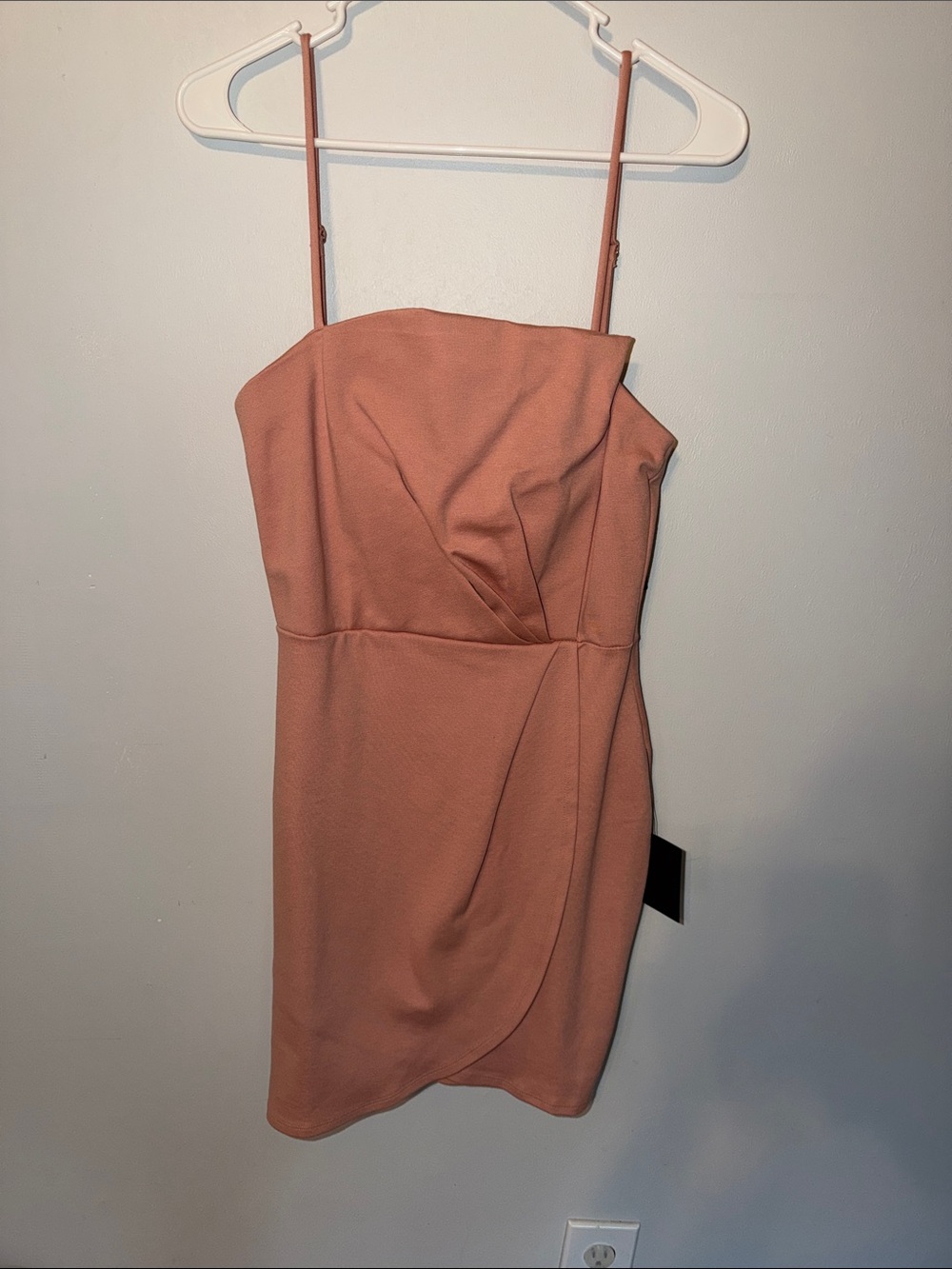 Lulu's Dusty Rose Spaghetti-Strap Wrap Mini Dress